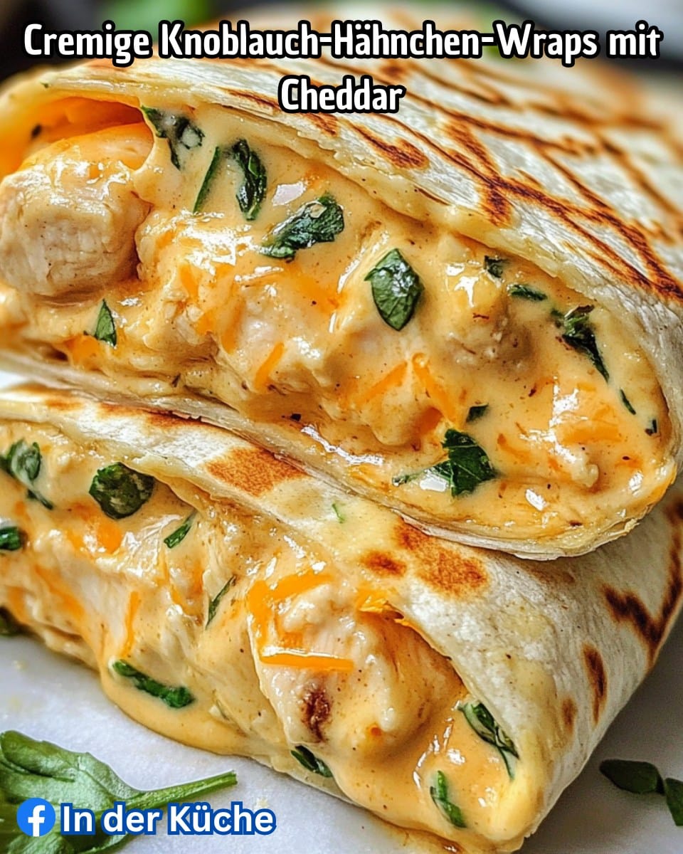 Knusprige Hähnchen-Wraps mit cremiger Cheddar-Knoblauch-Sauce