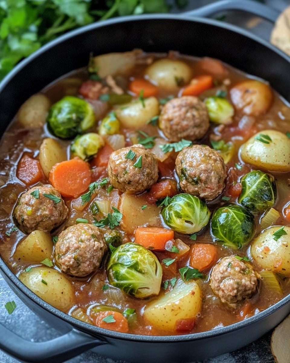 Herzhaft und gesund: Rosenkohl-Hackbällchen-Eintopf